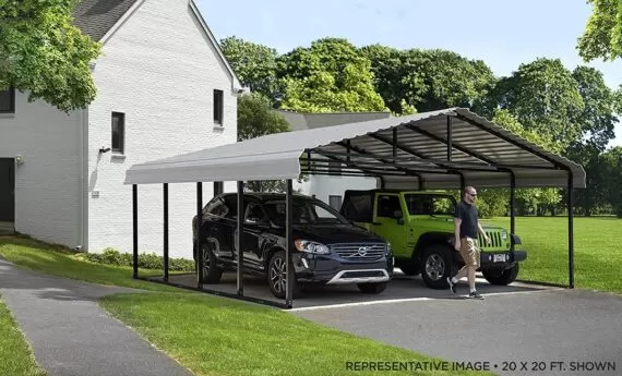 20′ x 20′, Eggshell Carports,Carport with Galvanized Steel Roof Panels