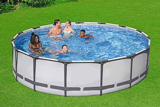 ⚡Clearance Sale⚡Round Metal Frame Above Ground Outdoor Pool Set with 1500 GPH Filter Pump, Ladder and Pool Cover
