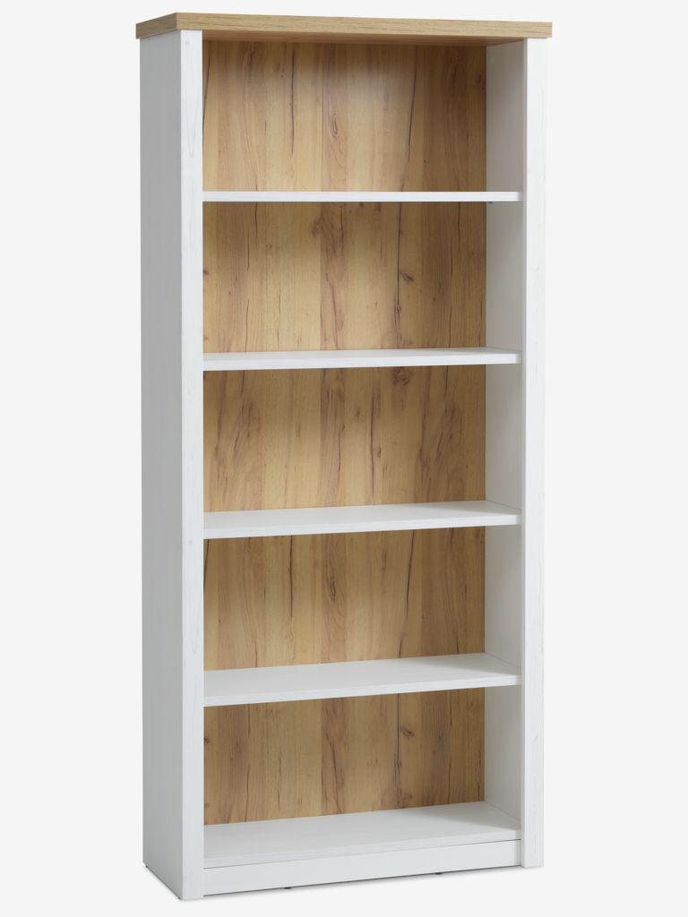 Bookcase MARKSKEL 5 shelves white/oak colour