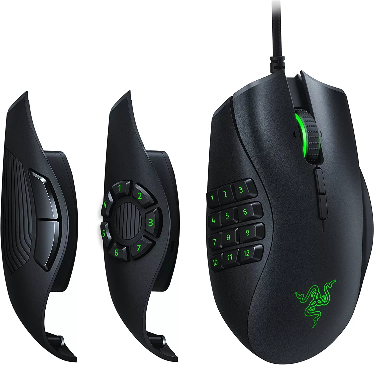 Razer Naga Pro Wireless Gaming Mouse: Interchangeable Side Plate w/ 2, 6, 12 Button Configurations - Focus+ 20K DPI Optical Sensor - Fastest Gaming Mouse Switch - Chroma RGB Lighting