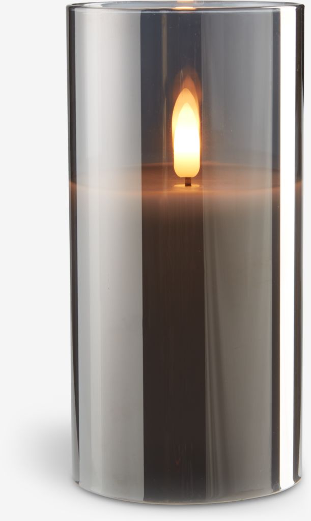 LED pillar candle KLAUS D8xH15cm grey