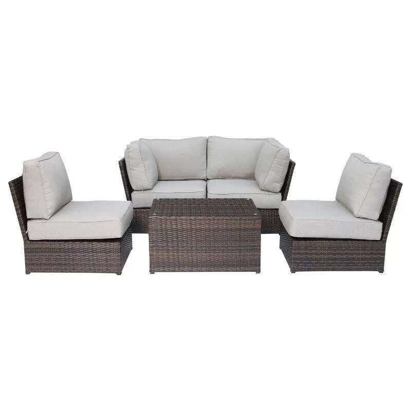 Widener Wicker/Rattan 4 - Person Seating Group with Cushions