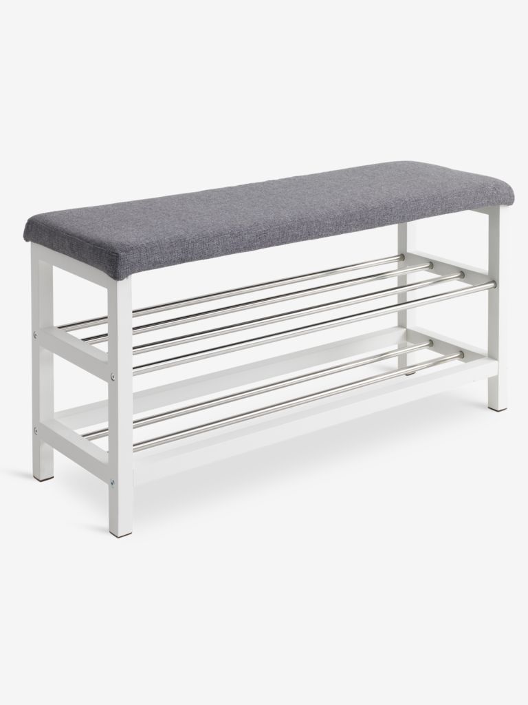 Bench EGESKOV w/shoe shelves steel/white