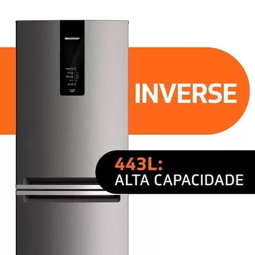 Brastemp BRE57AK Frost Free Refrigerator with Turbo Ice Inverse - 443L