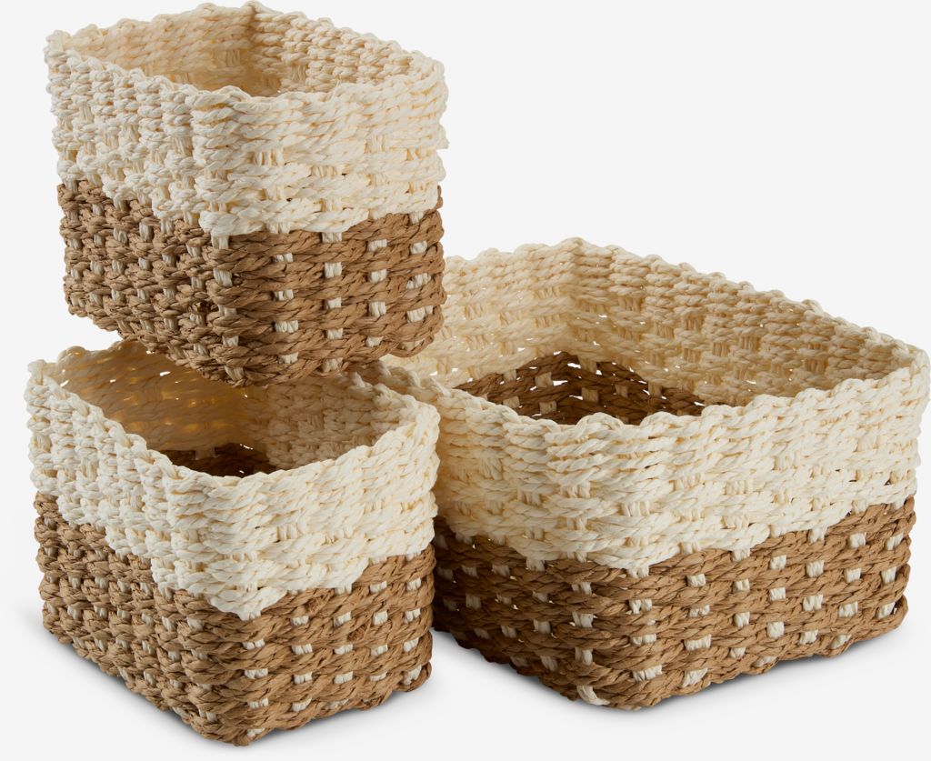 Basket set RASMUSSEN W19/12xL26/18xH12 set of 3 natural
