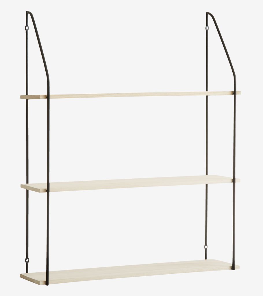 Wall shelf HEJLSMINDE 3 shelves black/natural